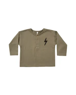 OLIVE BOLT HENLEY SWEATSHIRT