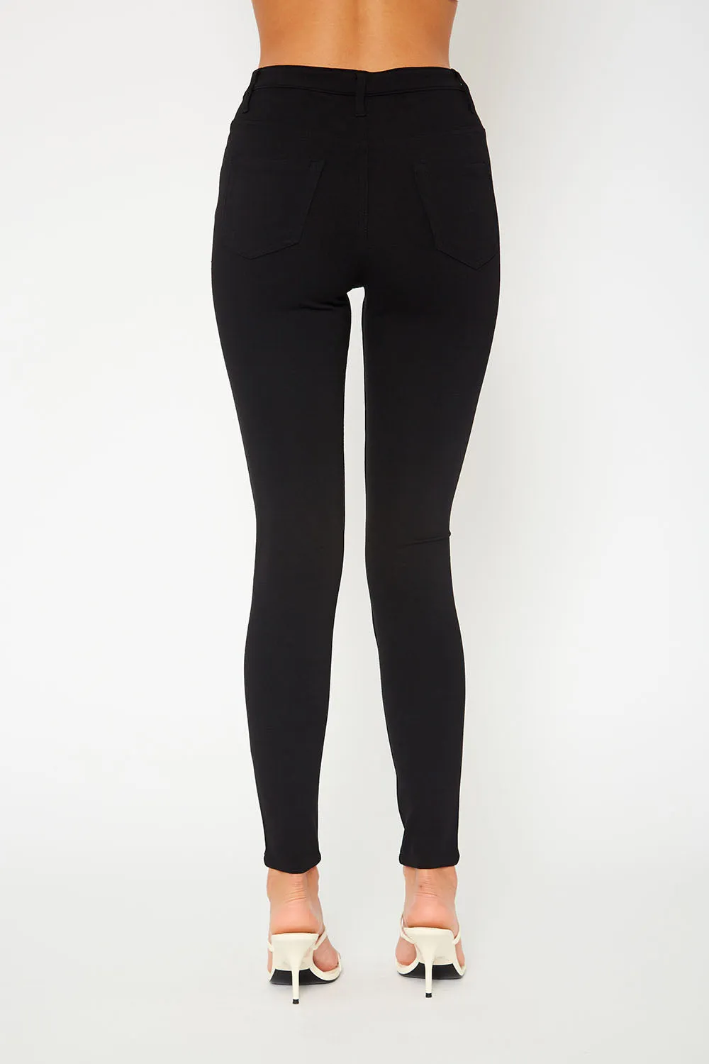 One button ponte black skinny pants