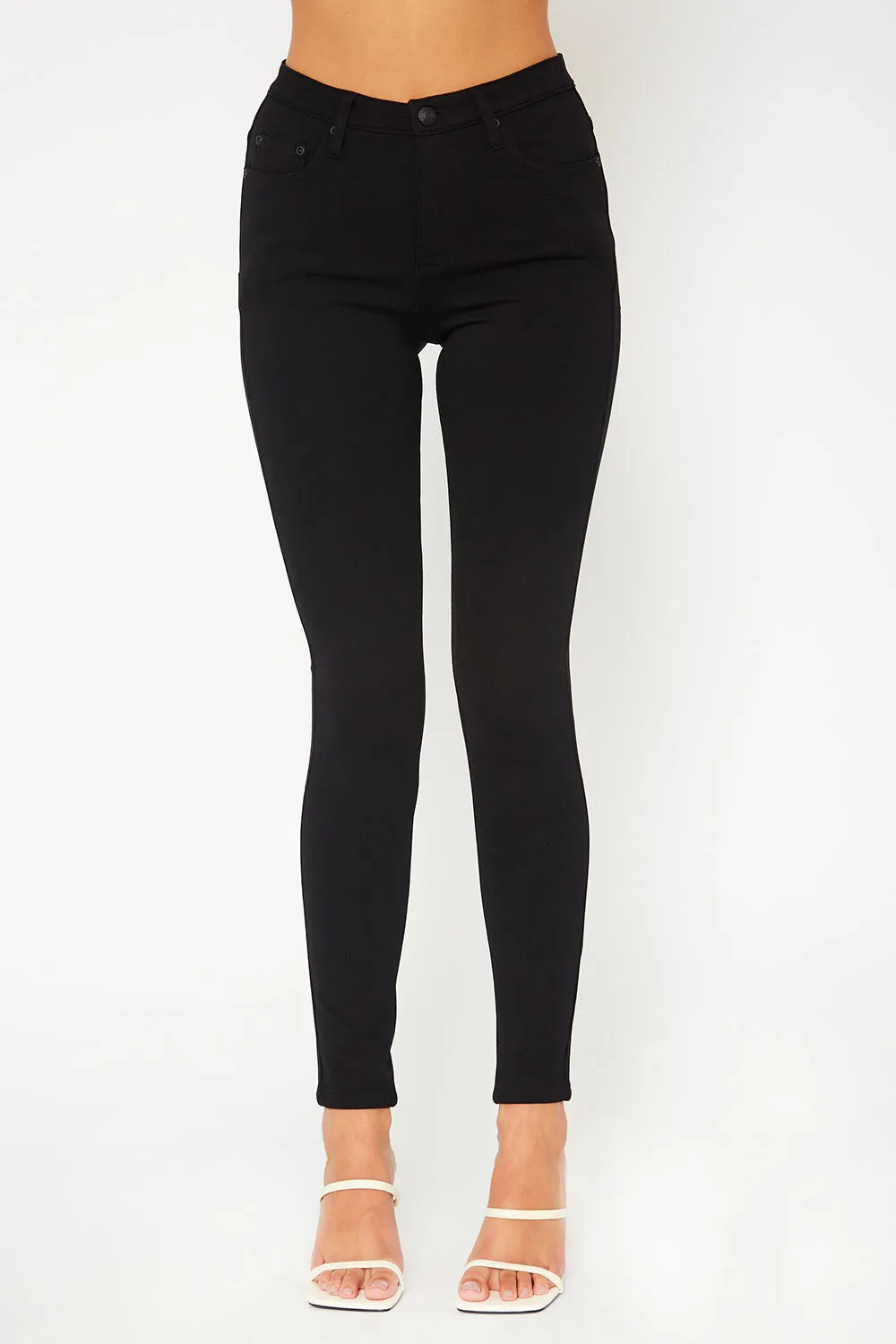 One button ponte black skinny pants