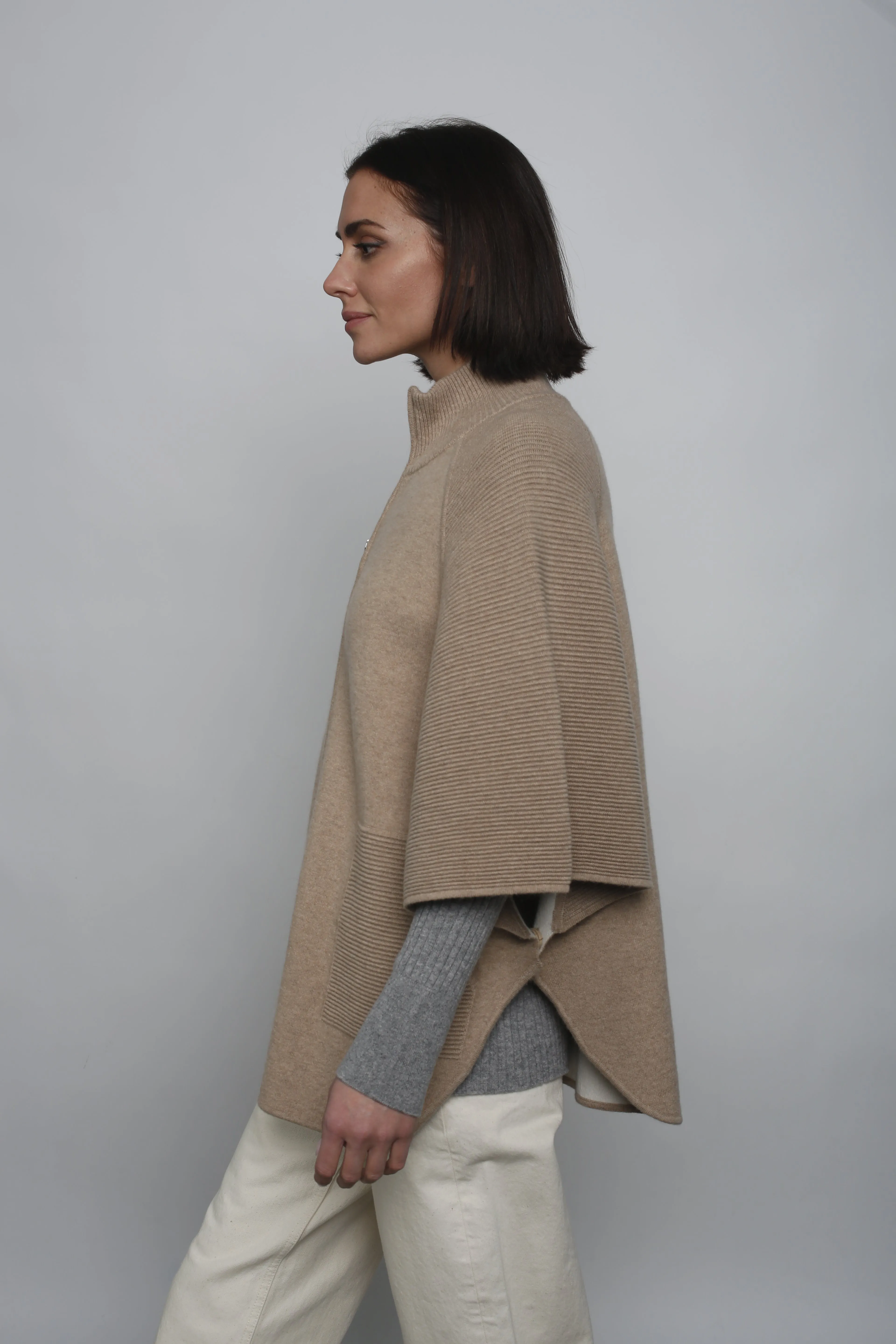 Ottoman Stitch Zip Capelet