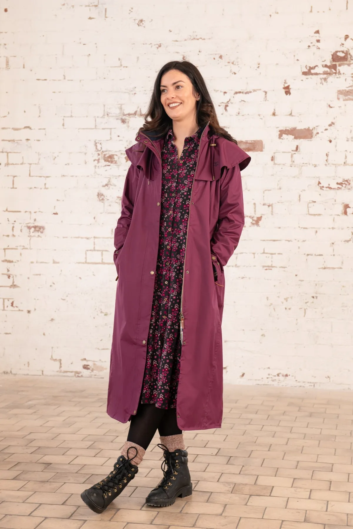 Outback Womens Full Length Waterproof Raincoat - Plum