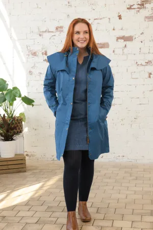 Outrider Womens 3/4 Length Waterproof Raincoat - Deep Sea