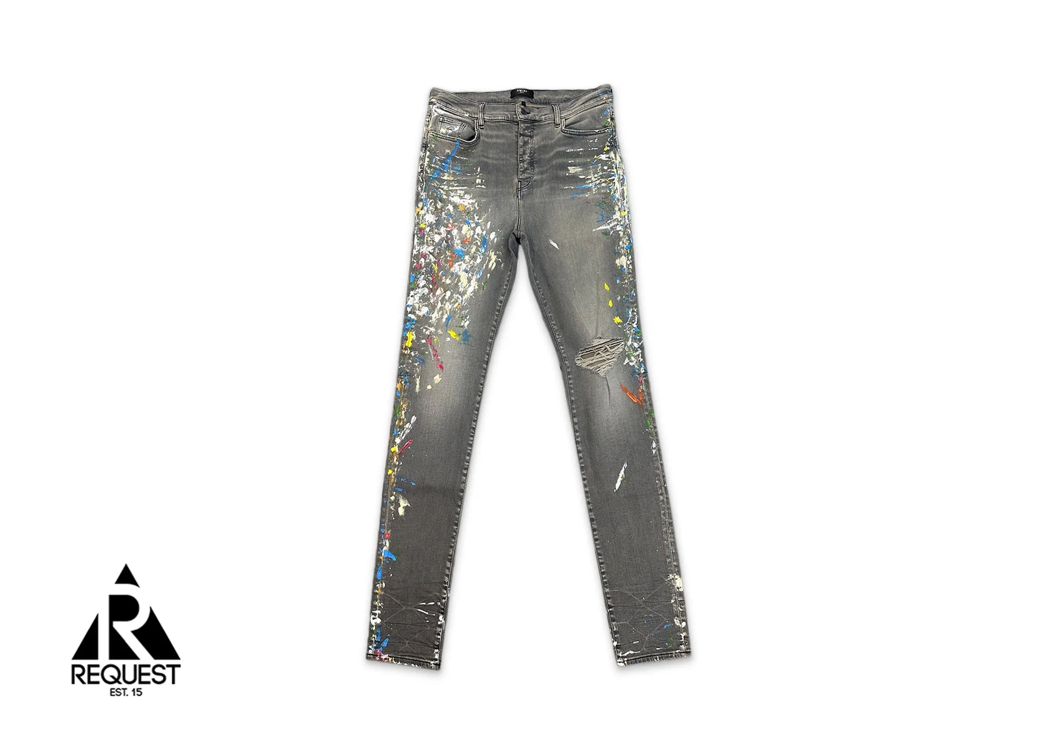 Paint Splatter Skinny Jeans "Grey/Multi"