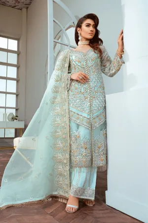 Pakistani Designer Chiffon Wear in Turquoise Color #N7031