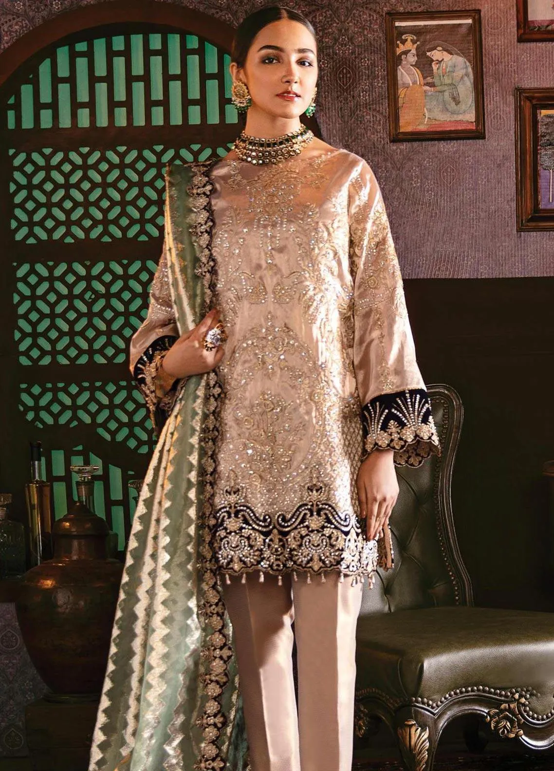 Party Wear Designer Suit Pakistani with Embroidery #J6129