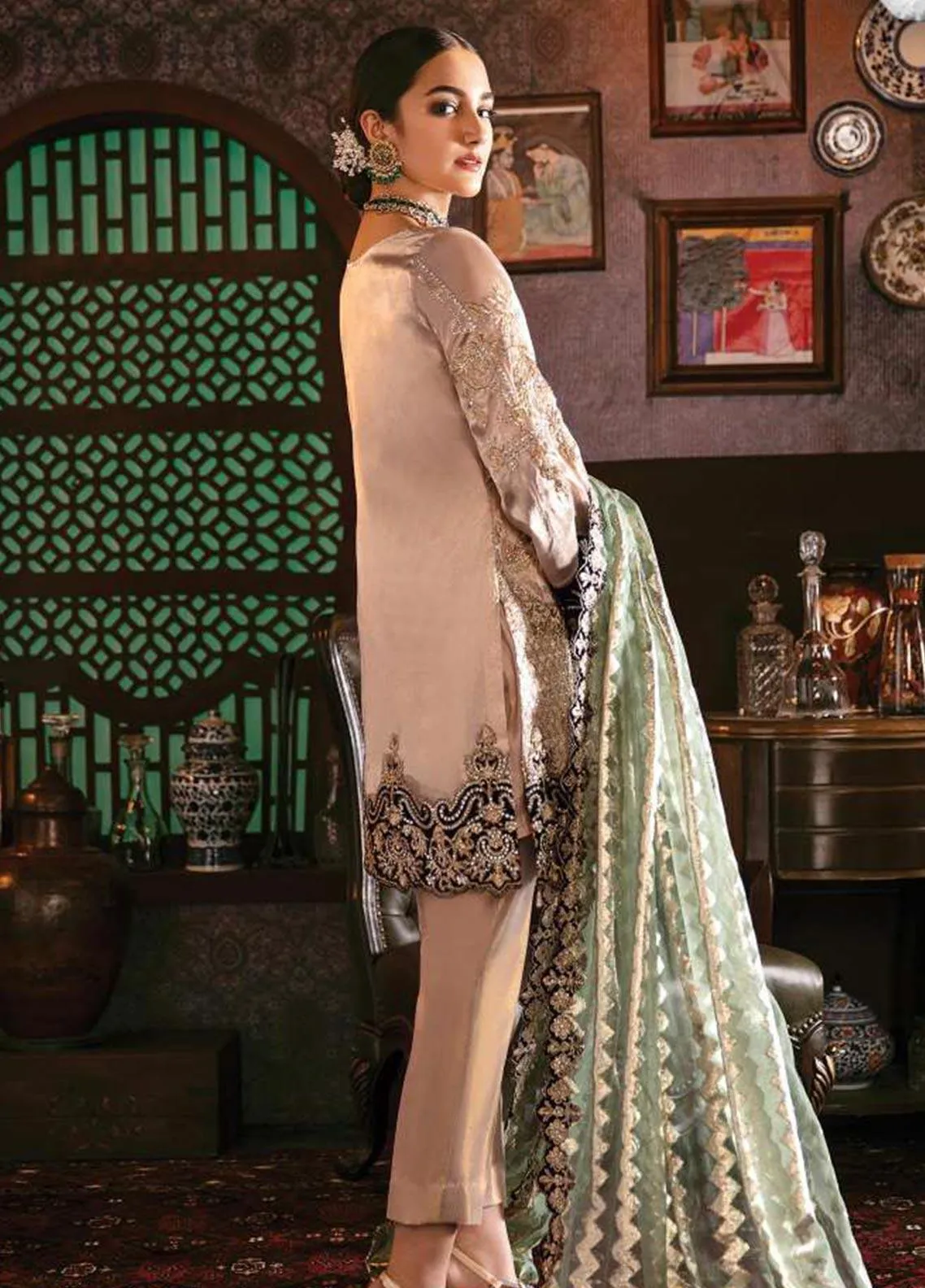Party Wear Designer Suit Pakistani with Embroidery #J6129