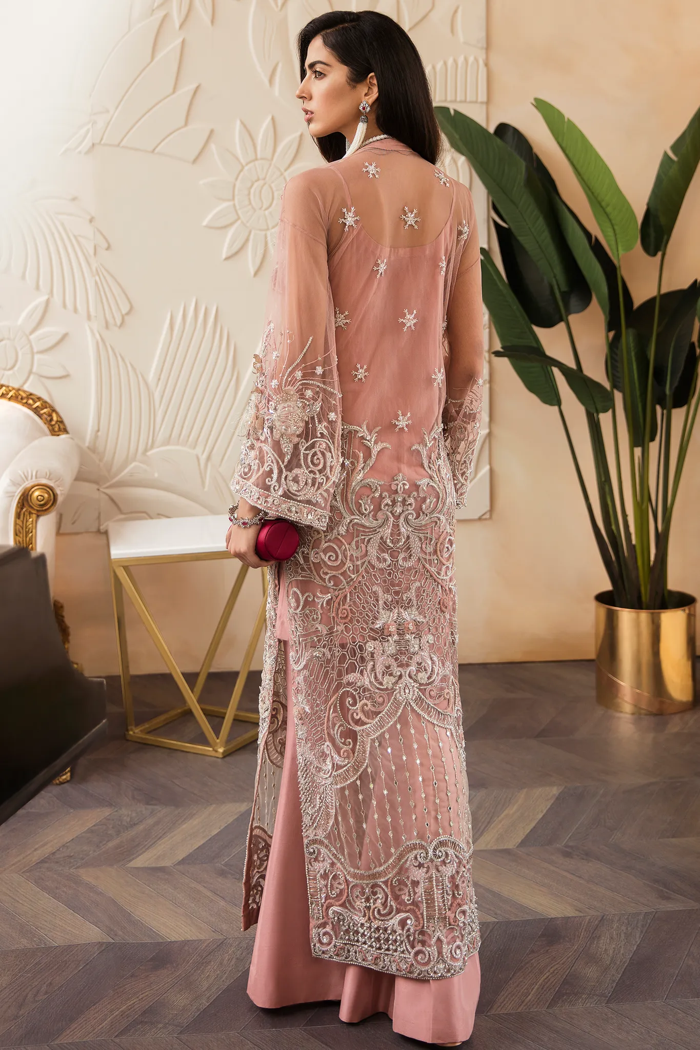 Party wear suit in rosy pink color # P2216