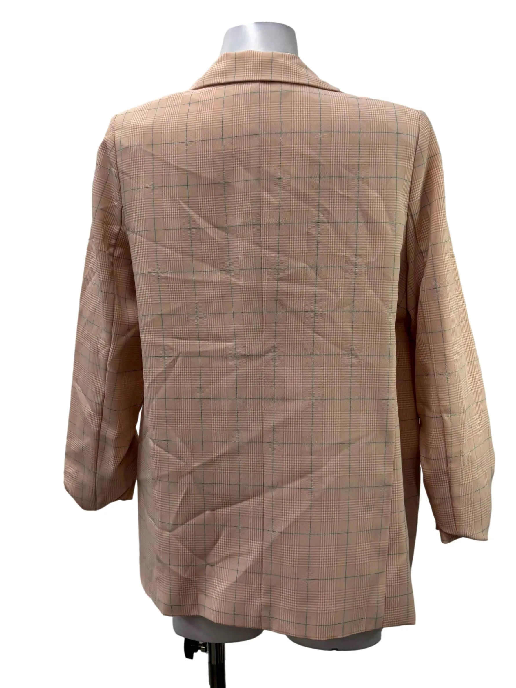 Peach Pink Grid Blazer