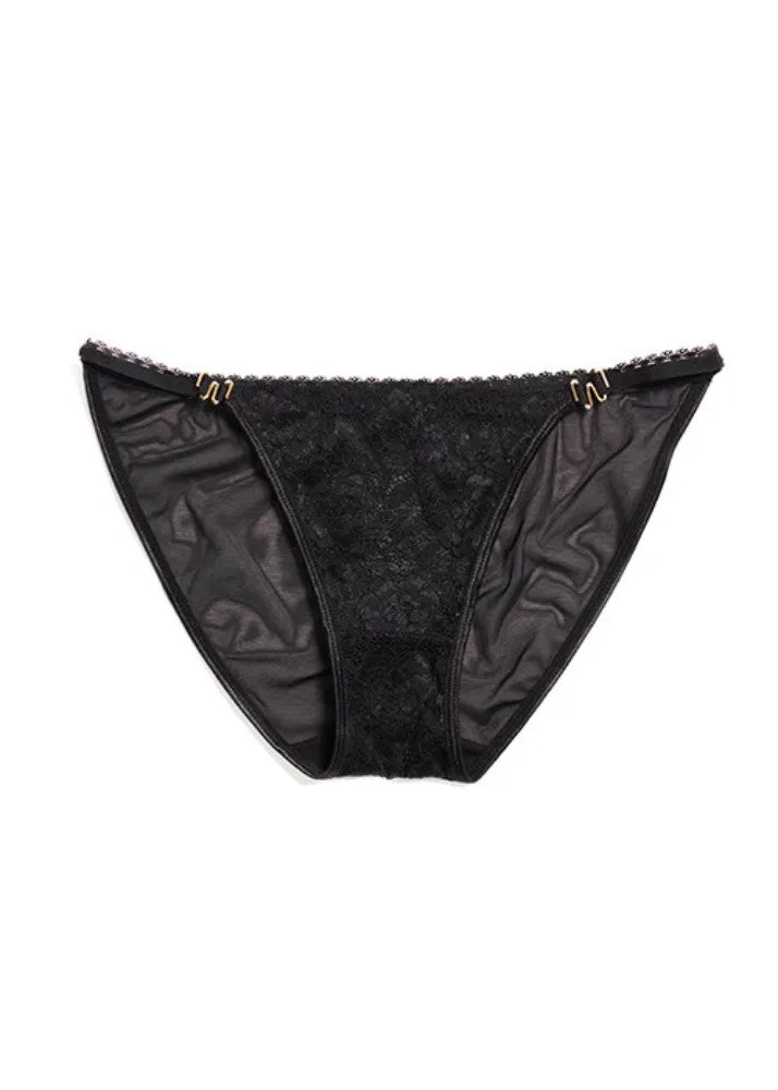 Pearly Eye Bikini Black Panties