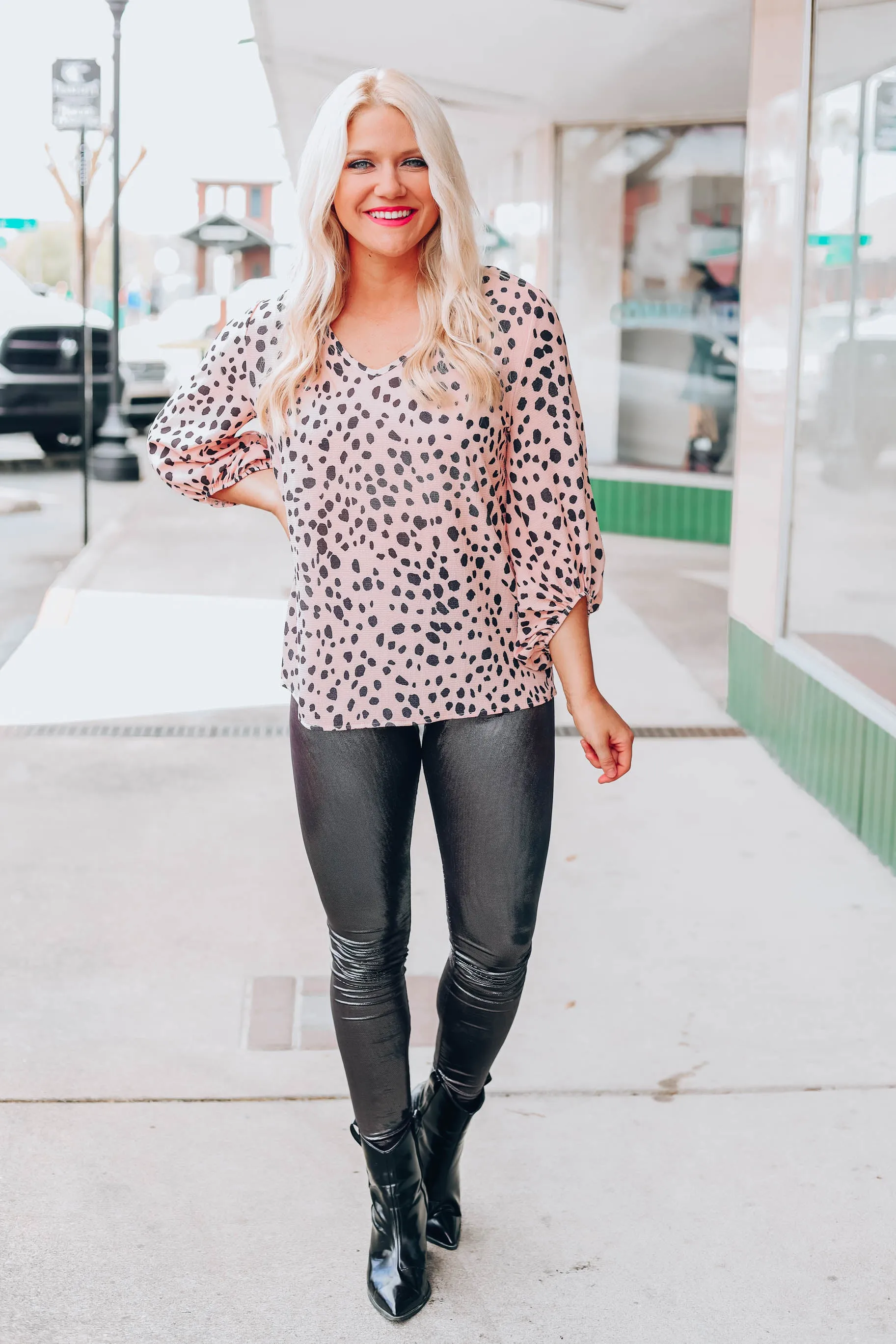 Perdita Dalmatian Top - Blush
