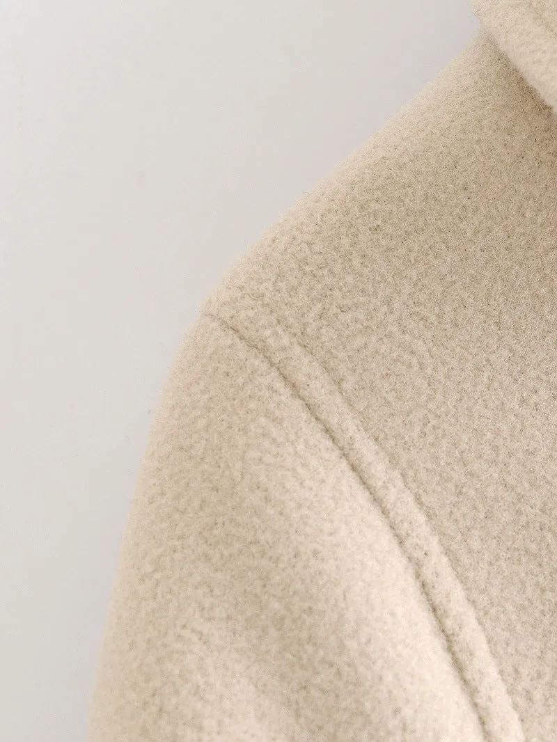 Pile Collar Elegant Button Shawl Cape Outerwear