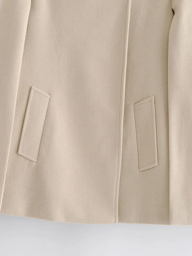 Pile Collar Elegant Button Shawl Cape Outerwear