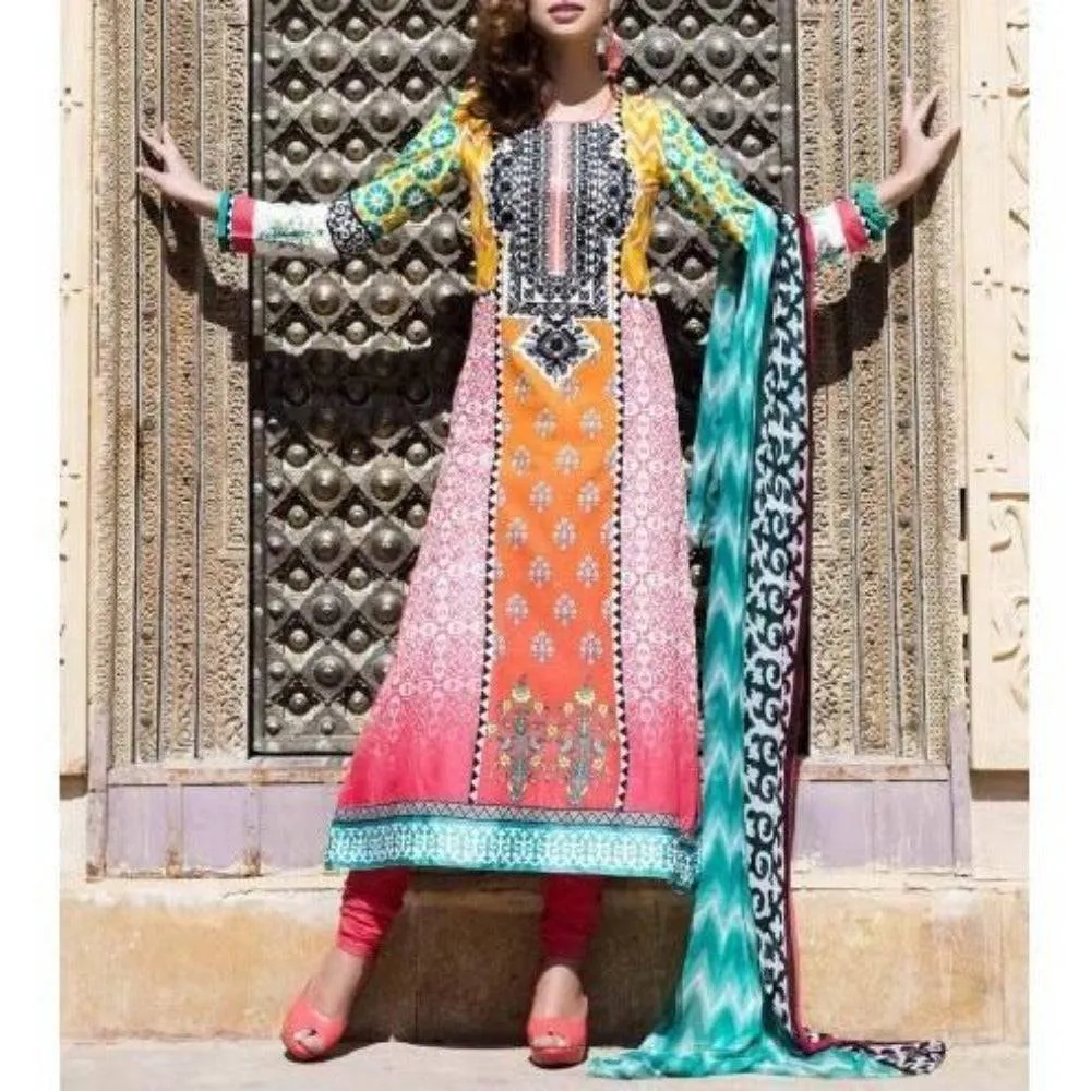 Pink Cotton Unstitched Churidar Suit (100000060656)