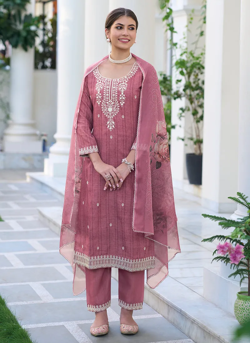Pink Khatli Work Embroidery Traditional Salwar Kameez
