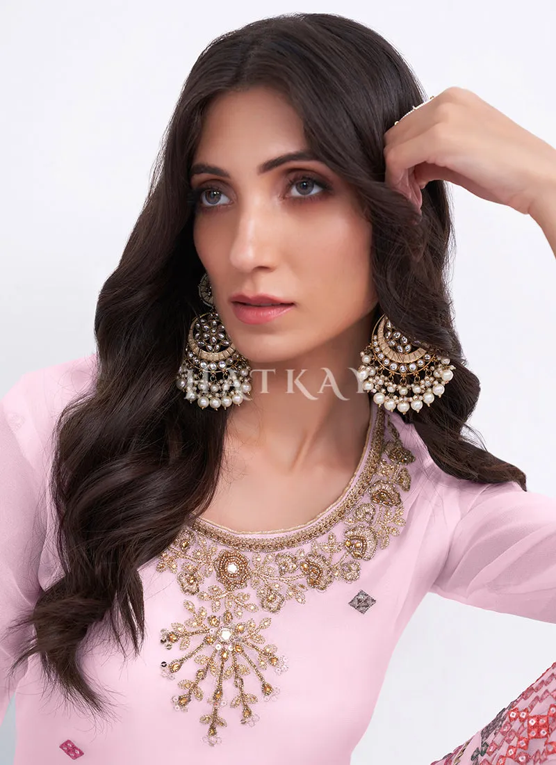 Pink Sequence Embroidery Traditional Gharara Style Suit