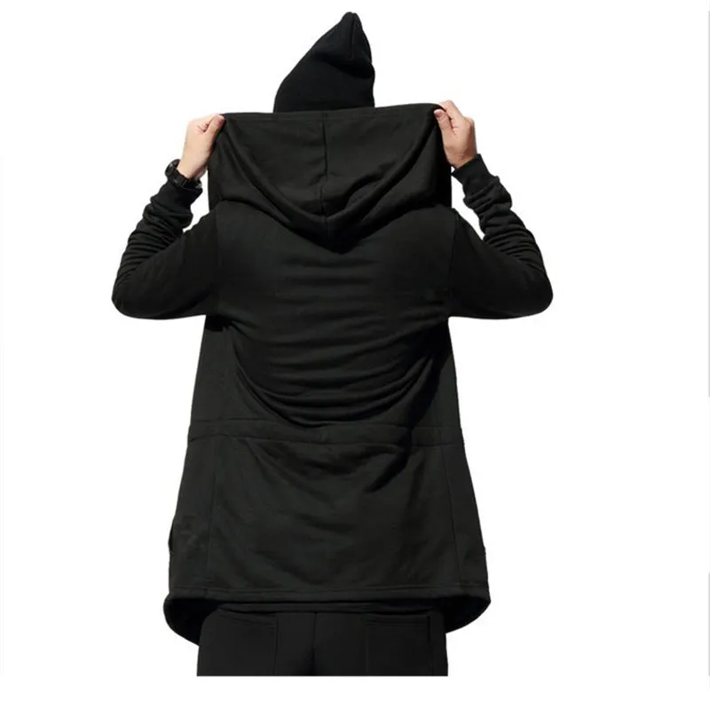 Plain Hooded Men's Cape Cloak Jacket