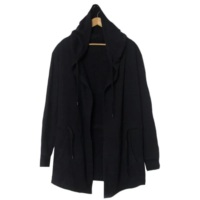 Plain Hooded Men's Cape Cloak Jacket