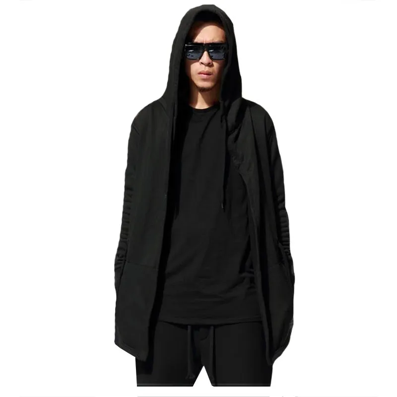 Plain Hooded Men's Cape Cloak Jacket