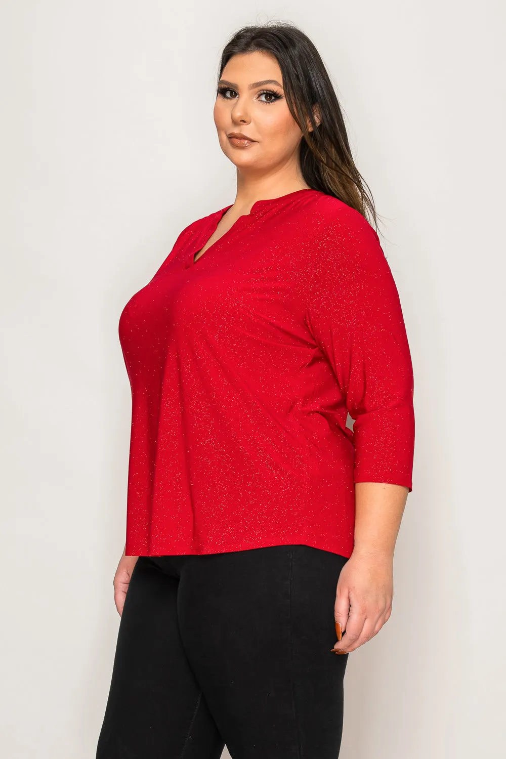 PLUS ITY GLITTER HENLEY SHIRT