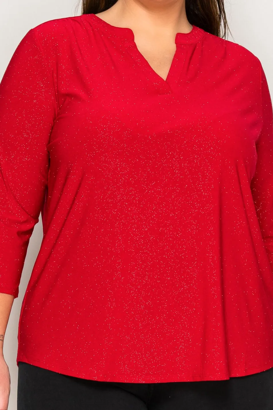 PLUS ITY GLITTER HENLEY SHIRT