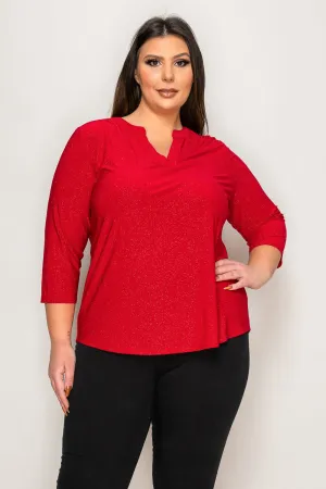 PLUS ITY GLITTER HENLEY SHIRT