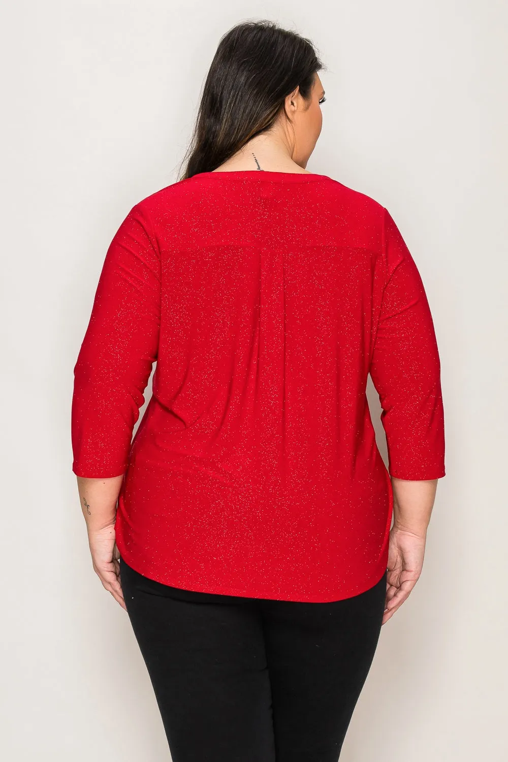 PLUS ITY GLITTER HENLEY SHIRT