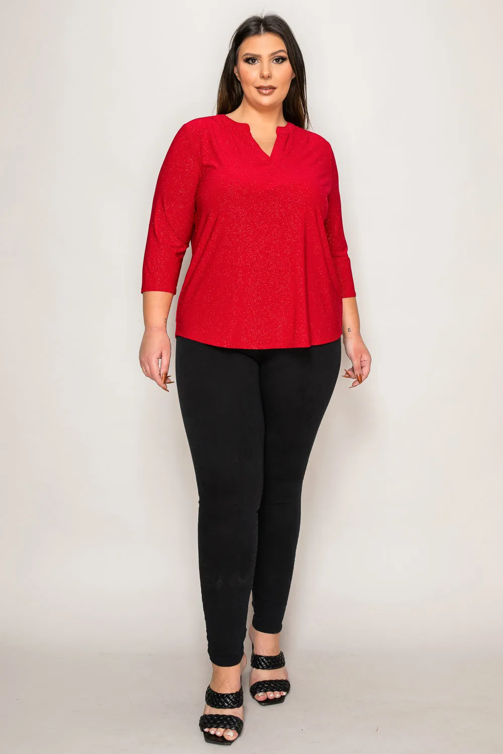 PLUS ITY GLITTER HENLEY SHIRT