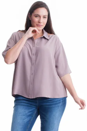 Plus Size Silk Blend Short Sleeved Blouse