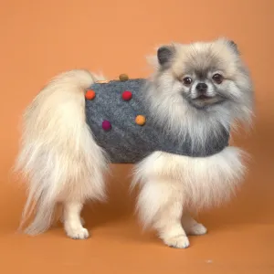Polka Dots Cape Dog Coat -Grey/Jewel 100% Wool