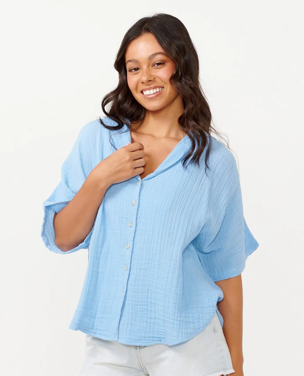 PREMIUM SURF S/S SHIRT - MID BLUE