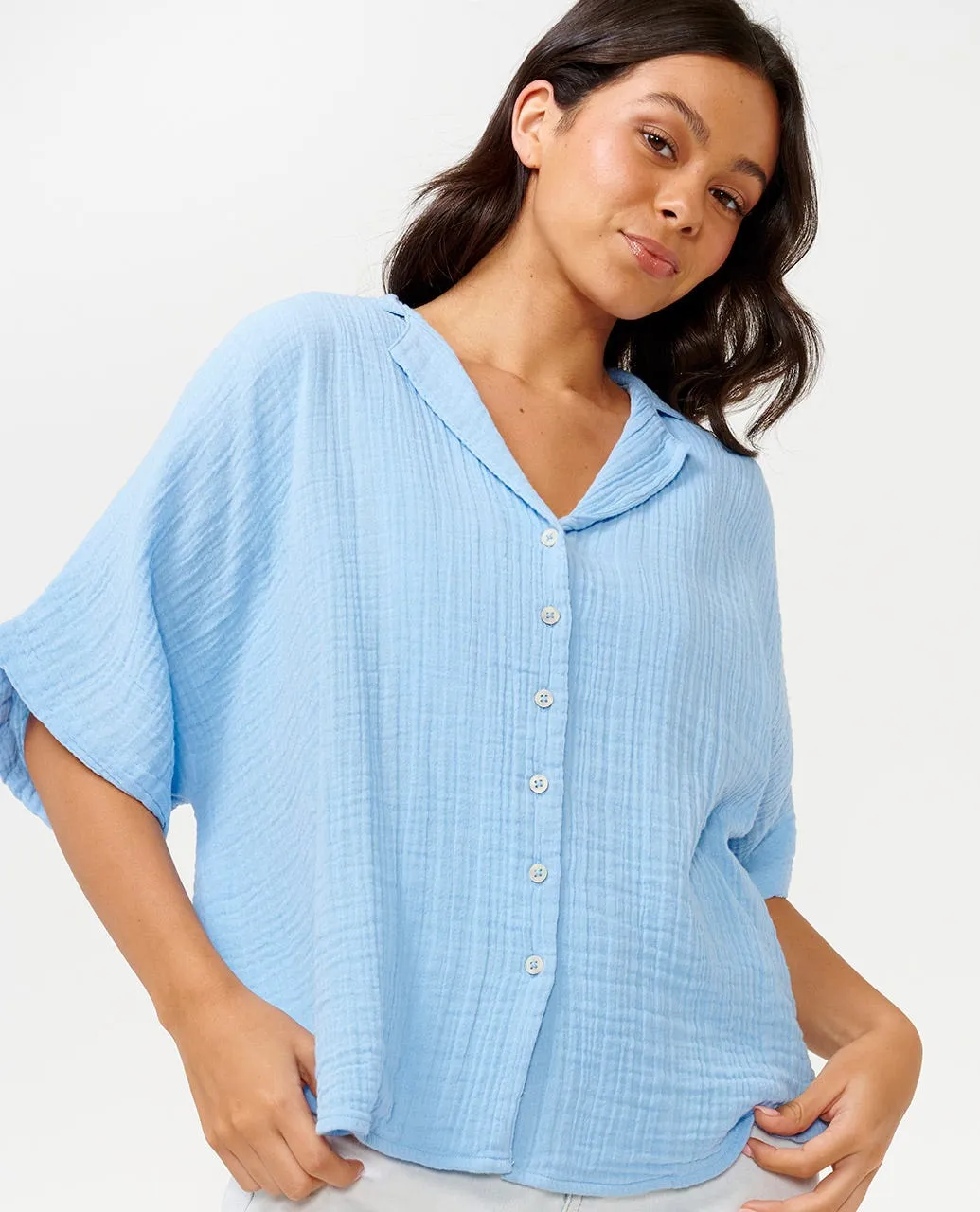 PREMIUM SURF S/S SHIRT - MID BLUE