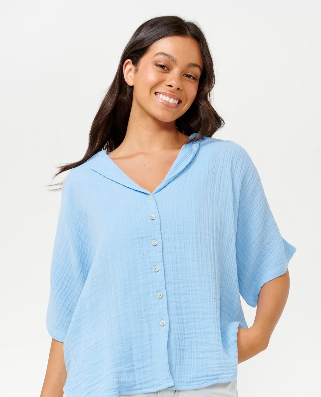 PREMIUM SURF S/S SHIRT - MID BLUE