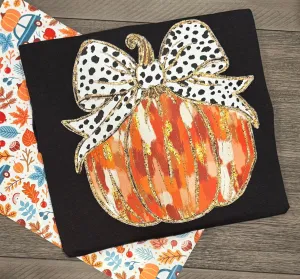Pumpkin Coquette Graphic Tee - Black
