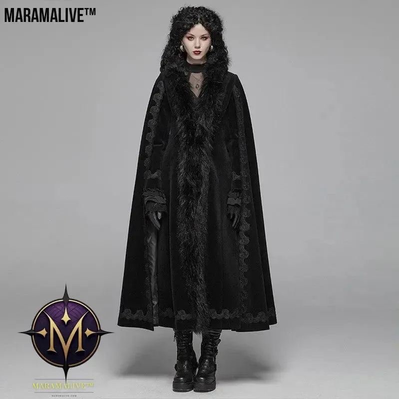 Punk State Women's Half Cape Dark Tie Gothic Retro Gorgeous Long Coat