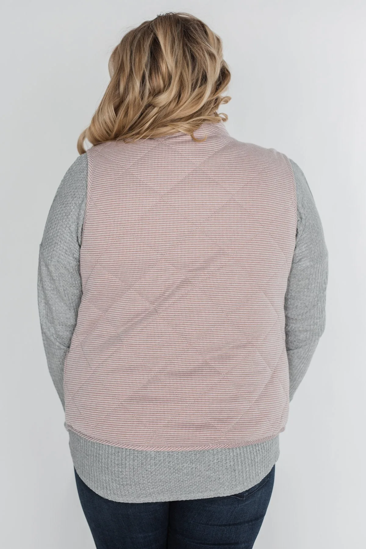 Quilted Pocket Vest- Mauve