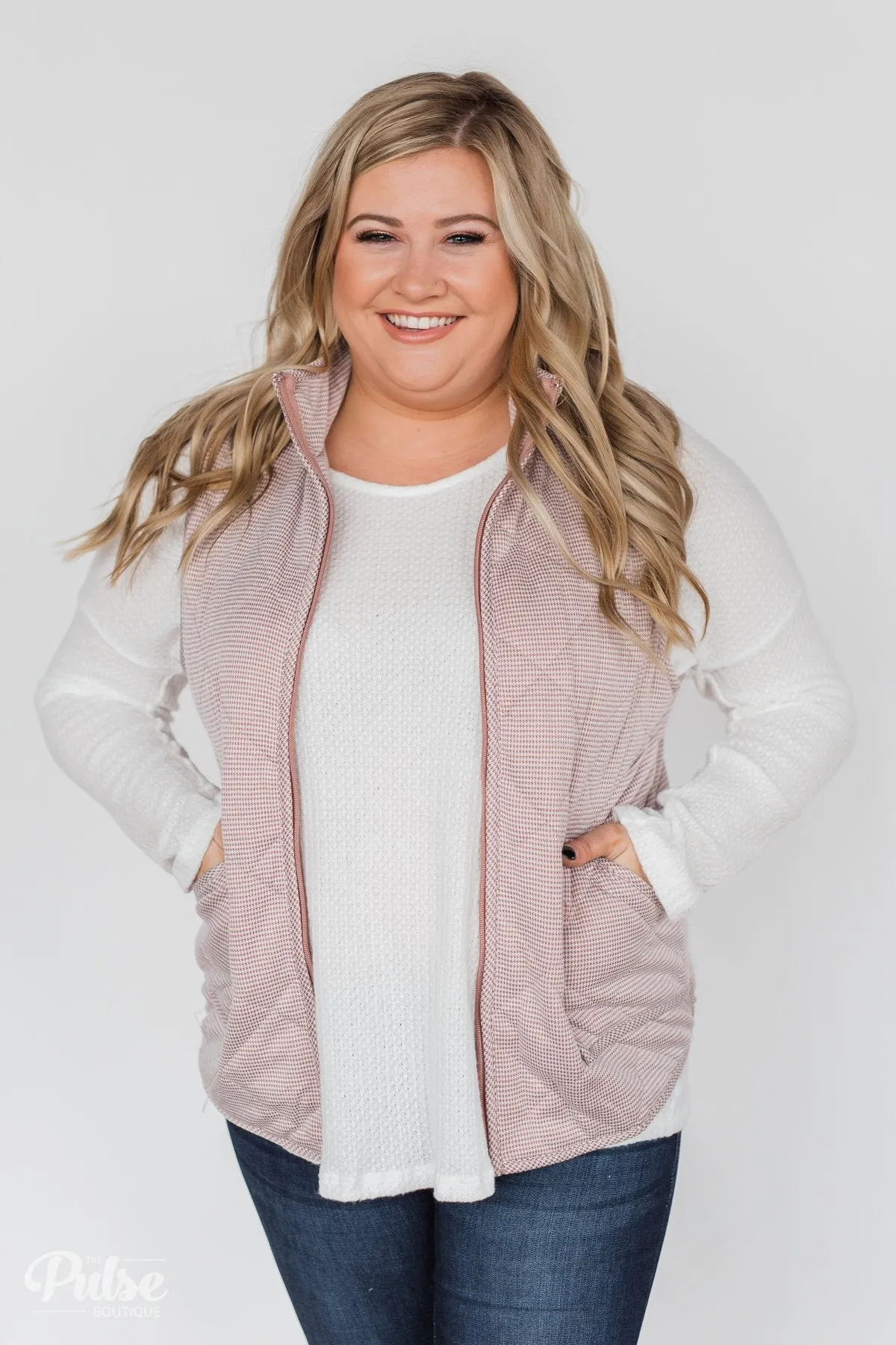Quilted Pocket Vest- Mauve
