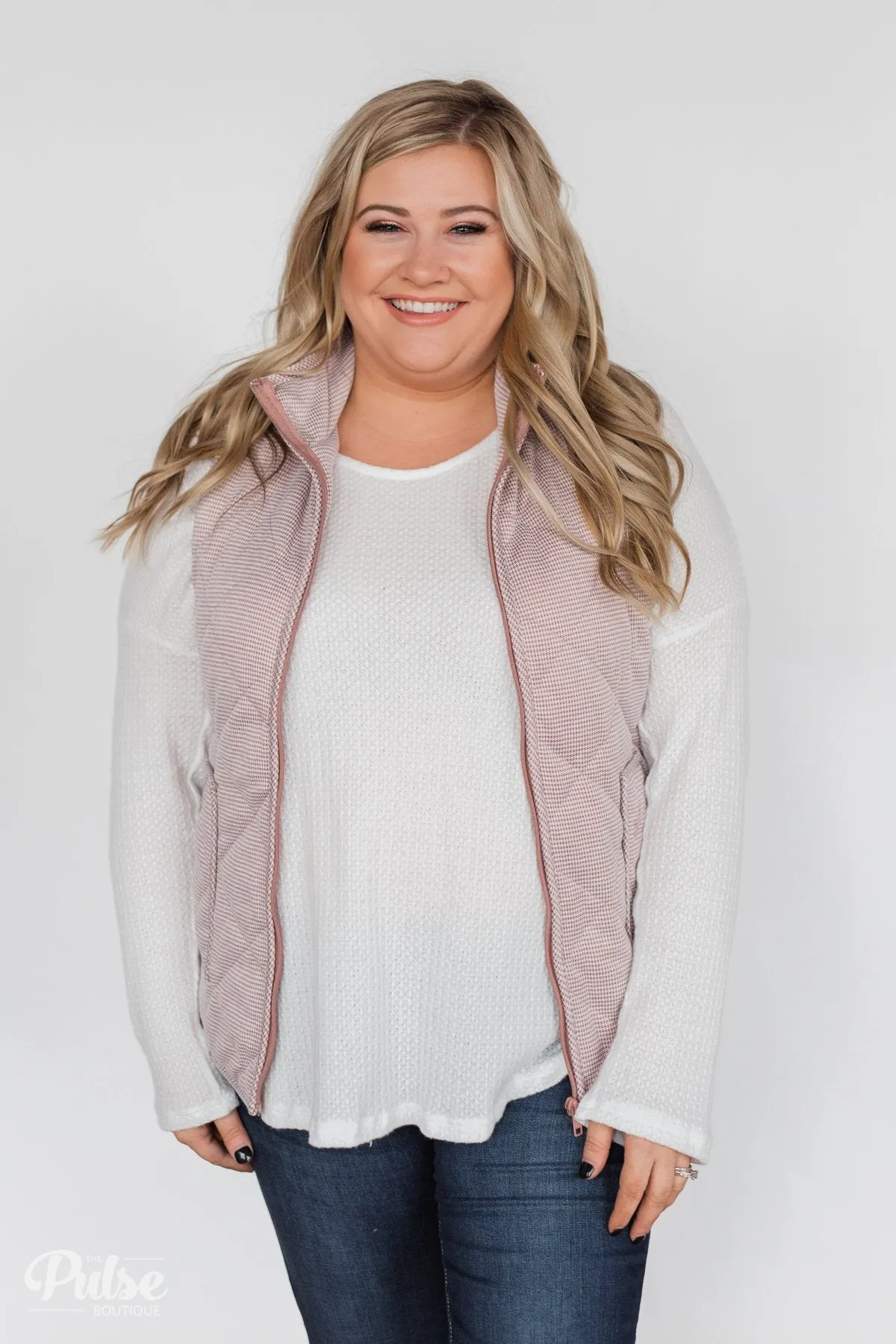 Quilted Pocket Vest- Mauve