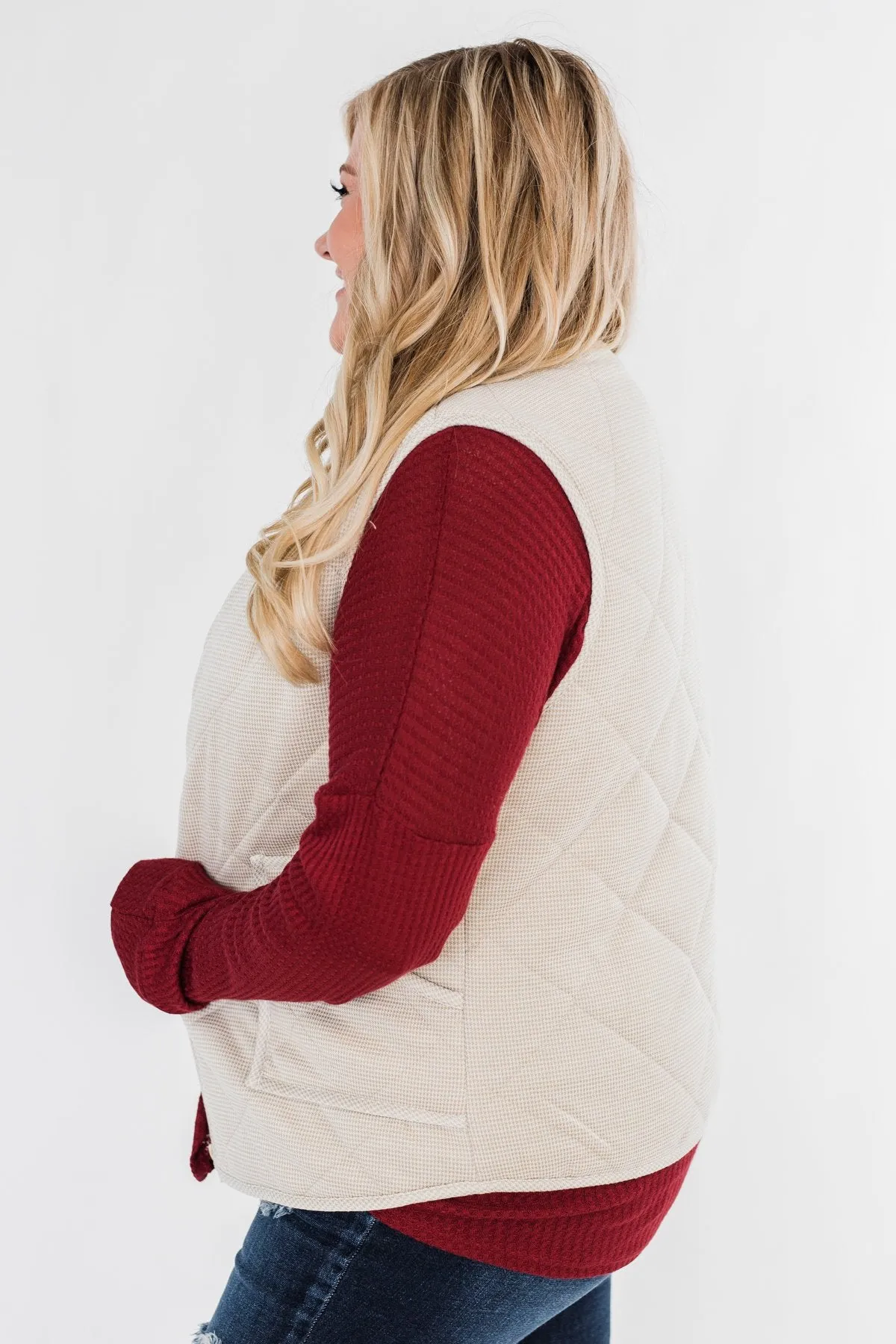 Quilted Pocket Vest- Oatmeal