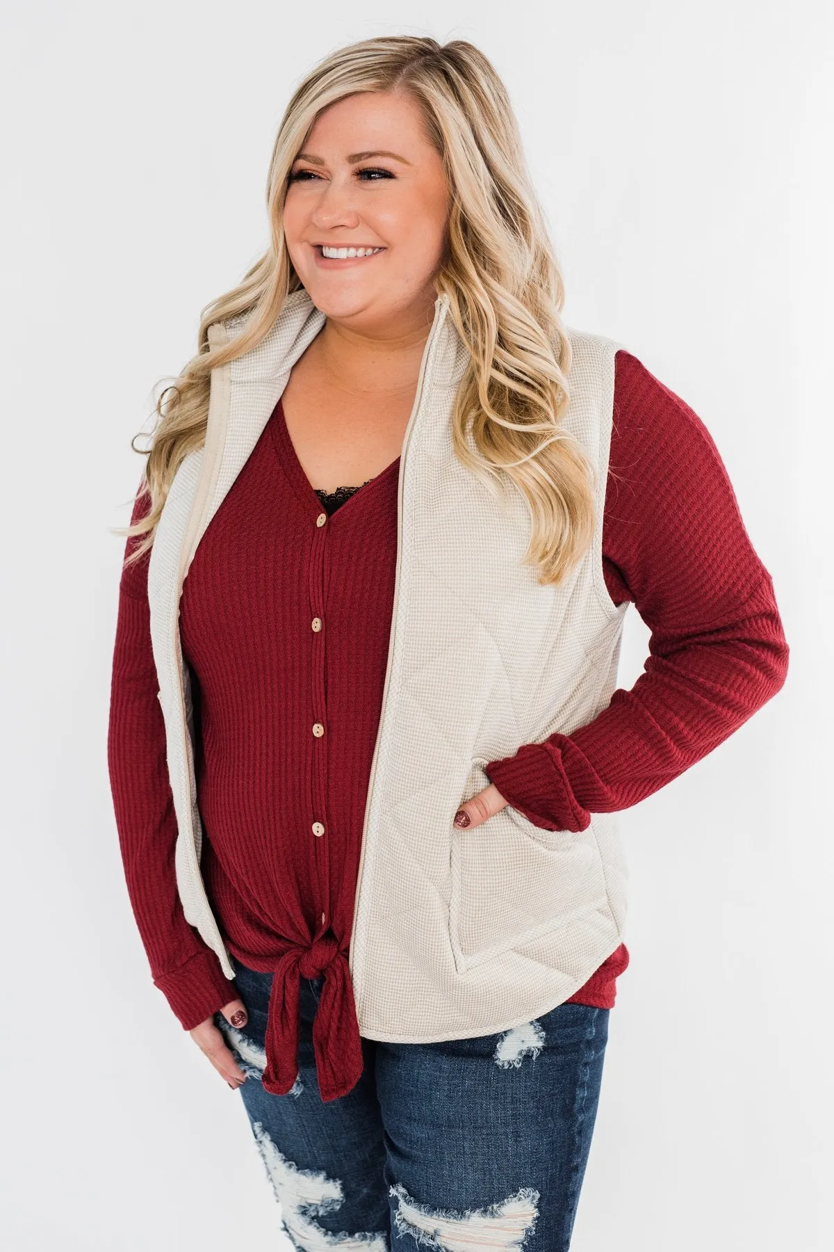 Quilted Pocket Vest- Oatmeal