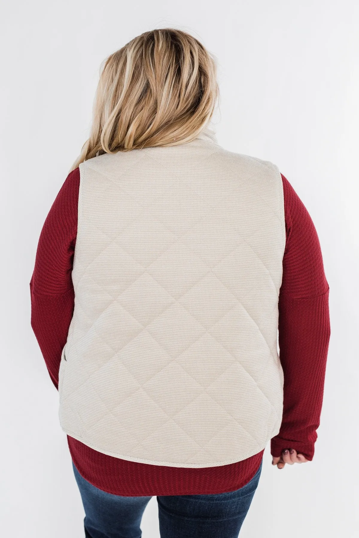 Quilted Pocket Vest- Oatmeal