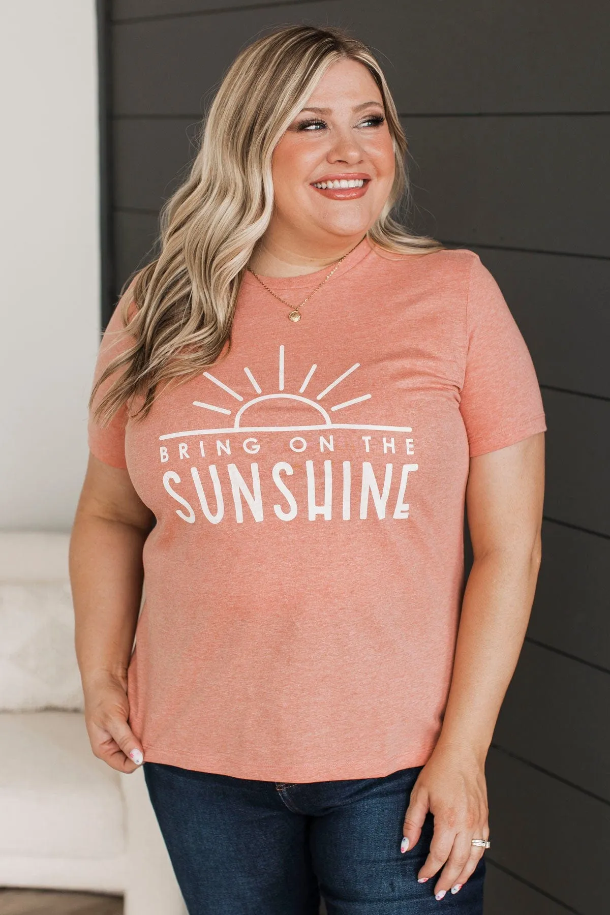 "Bring On The Sunshine" Graphic Tee- Dark Peach