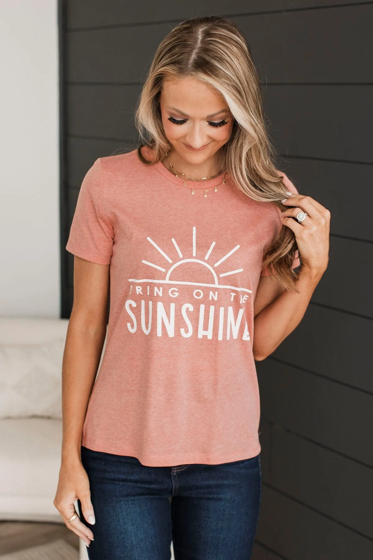 "Bring On The Sunshine" Graphic Tee- Dark Peach