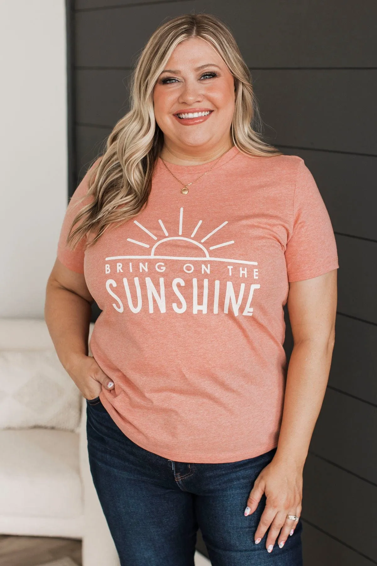 "Bring On The Sunshine" Graphic Tee- Dark Peach