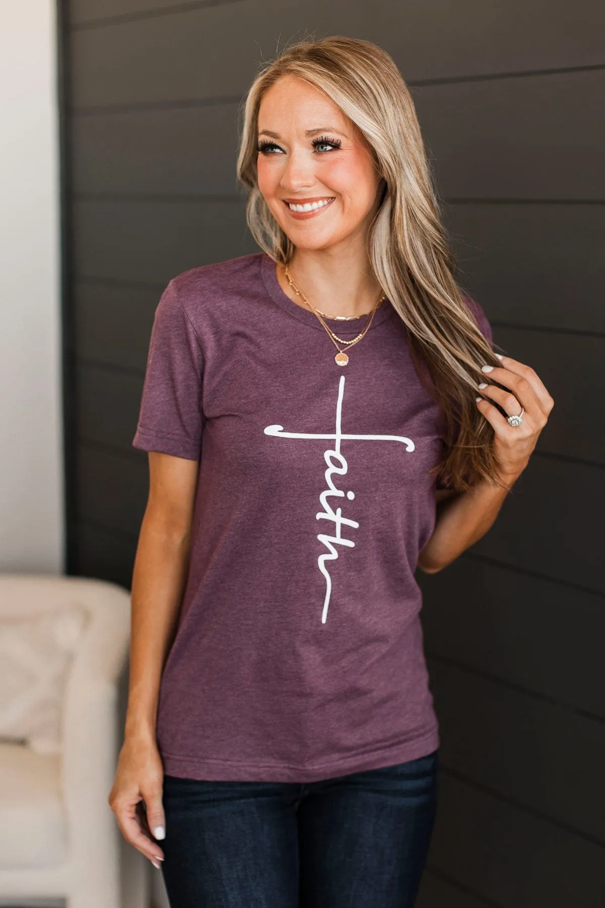 "Faith" Graphic Tee- Heather Plum