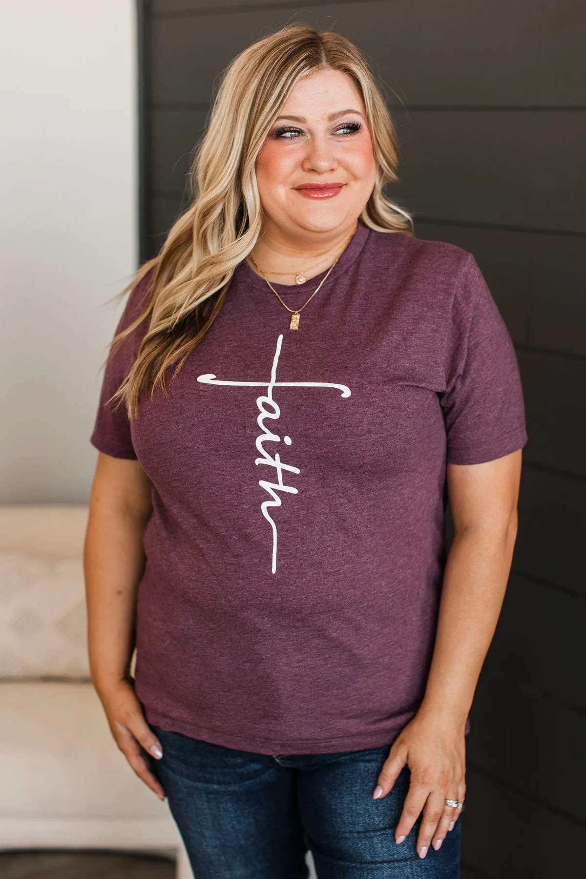 "Faith" Graphic Tee- Heather Plum