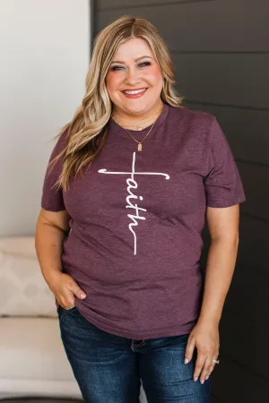 "Faith" Graphic Tee- Heather Plum