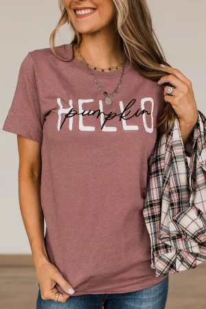"Hello Pumpkin" Graphic Tee- Mauve