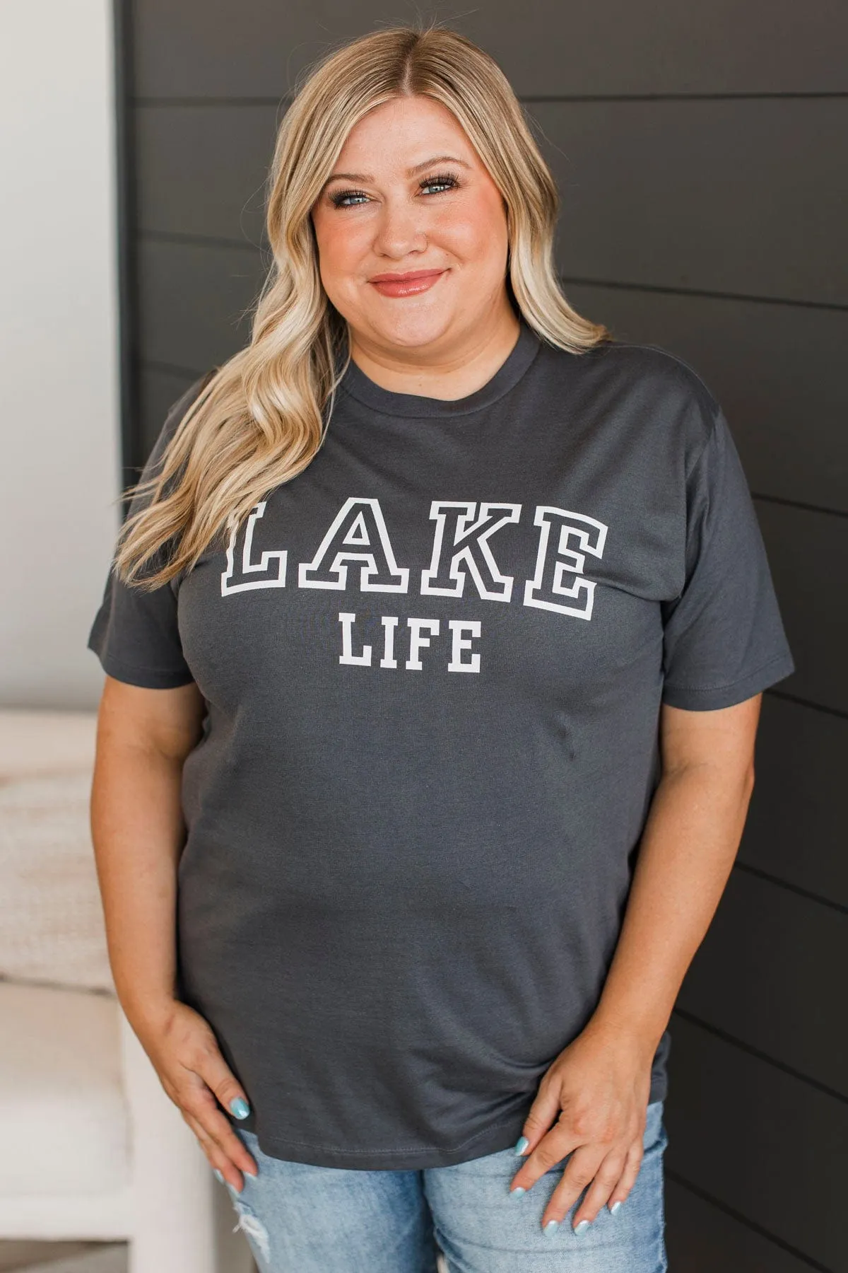 "Lake Life" Graphic Tee- Charcoal
