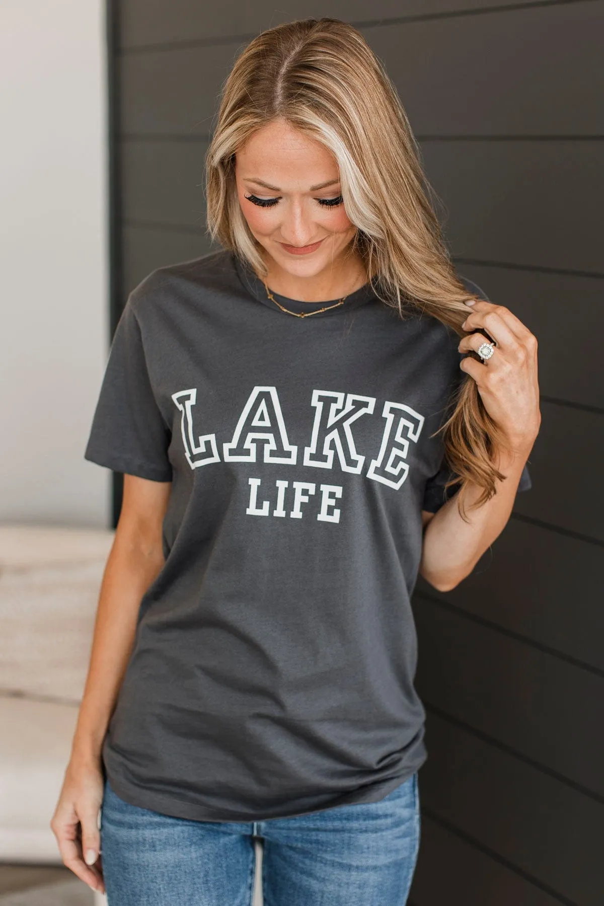 "Lake Life" Graphic Tee- Charcoal