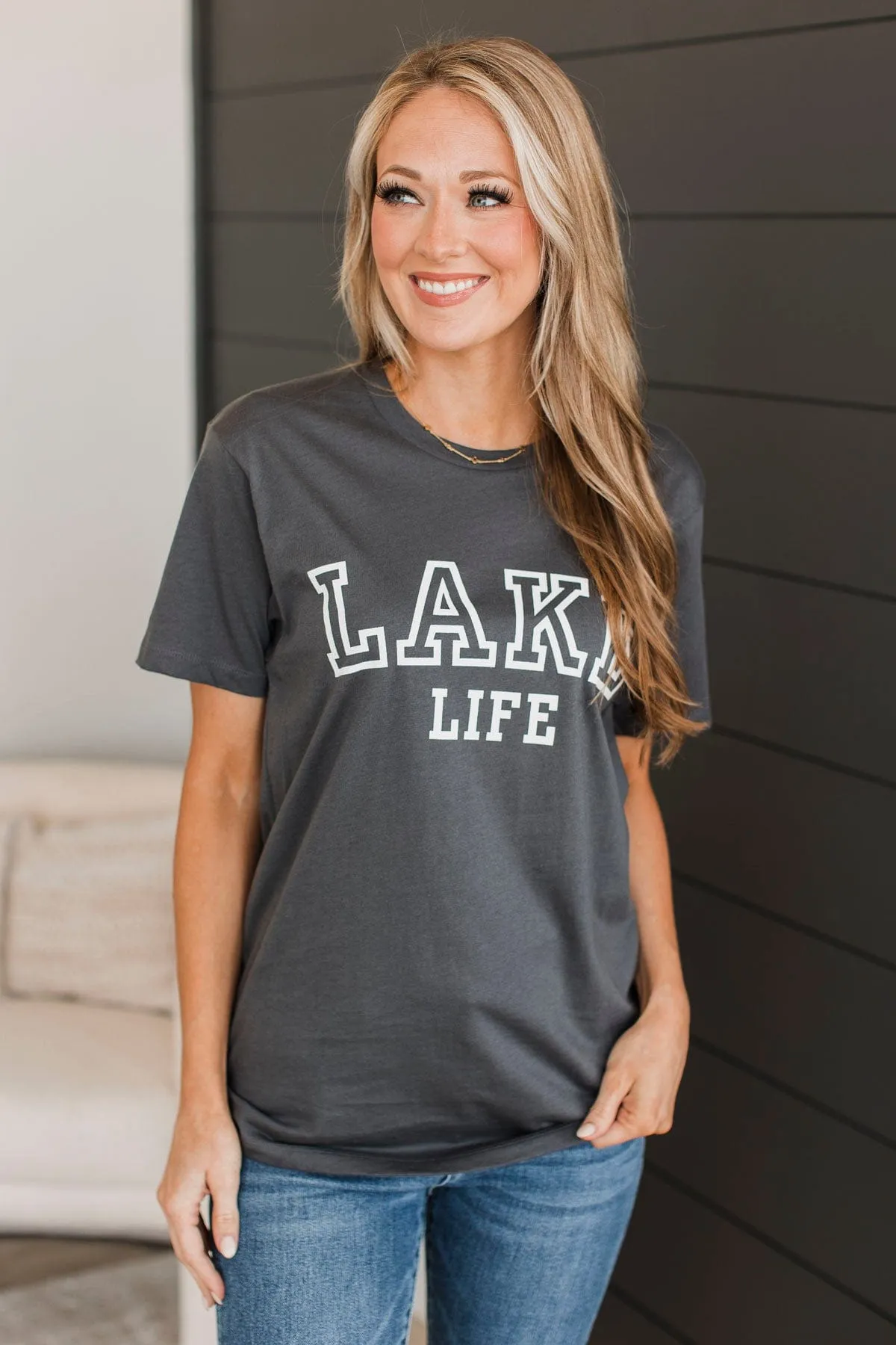 "Lake Life" Graphic Tee- Charcoal